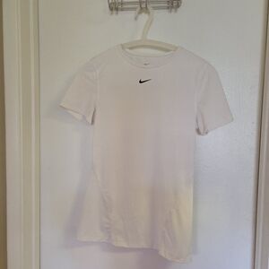 Nike White Dri-FIT Short Sleeve Top with Gray Logo  - Available until 4/19